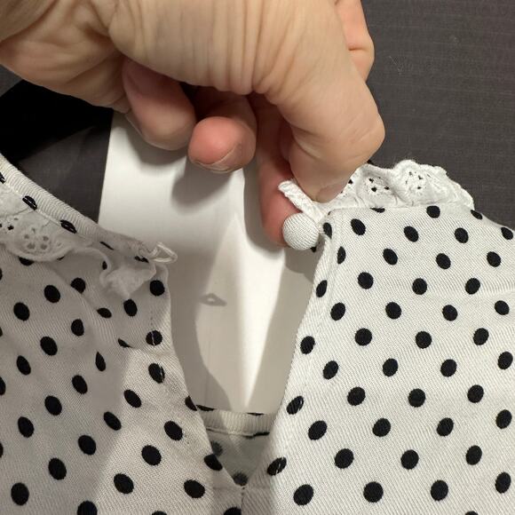 LIL LEMONS FOR LOVE & LEMONS Girls 7Y Polka Dot Dress Organic Cotton Lace Trim - Picture 4 of 7